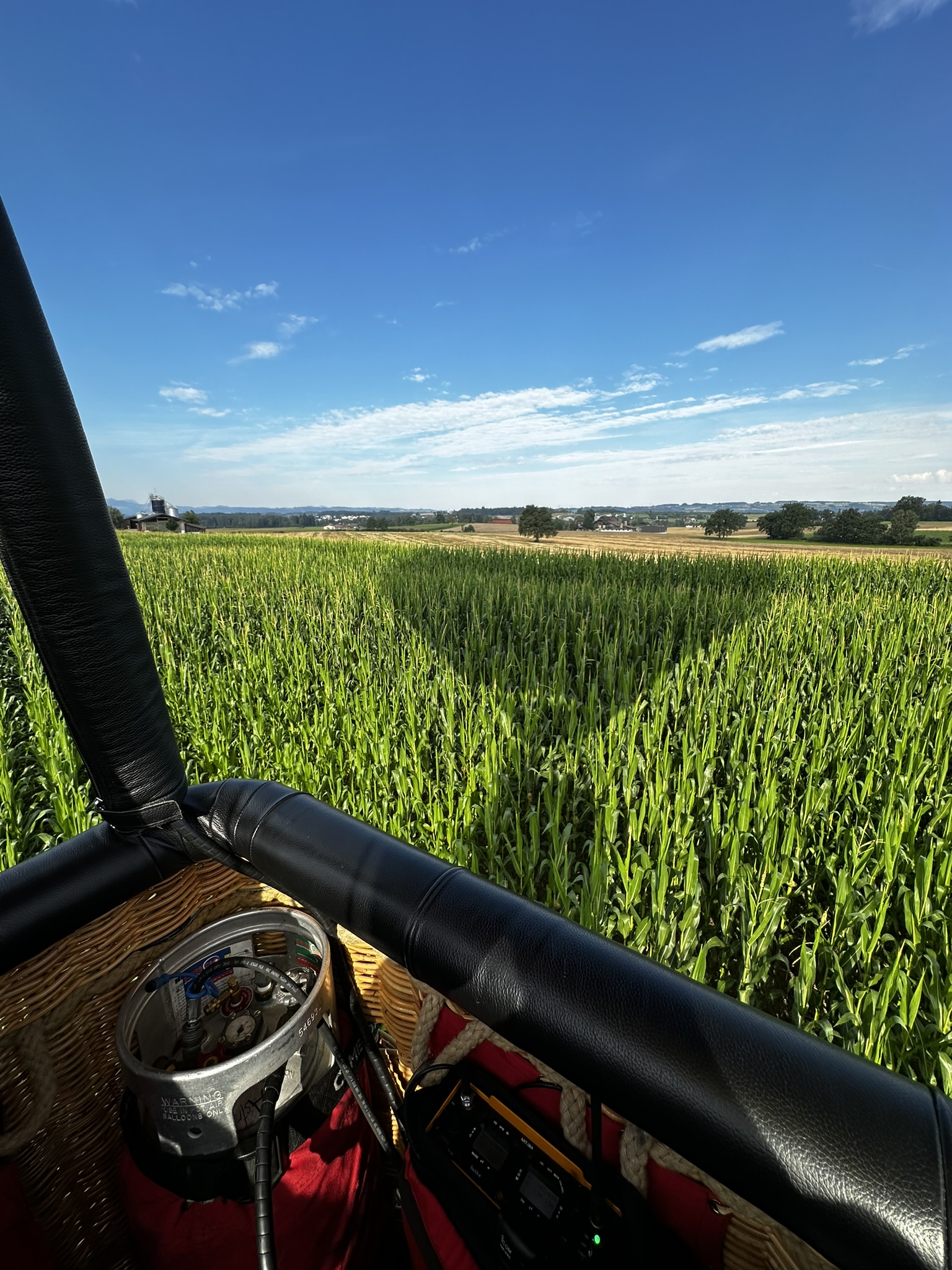 Anfahrt zur finalen Landung nach dem Maisfeld
